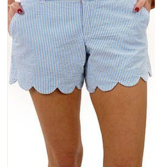Lilly Pulitzer Buttercup Shorts Blue and White Thin Striped Seersucker Size 0 - Picture 5 of 16